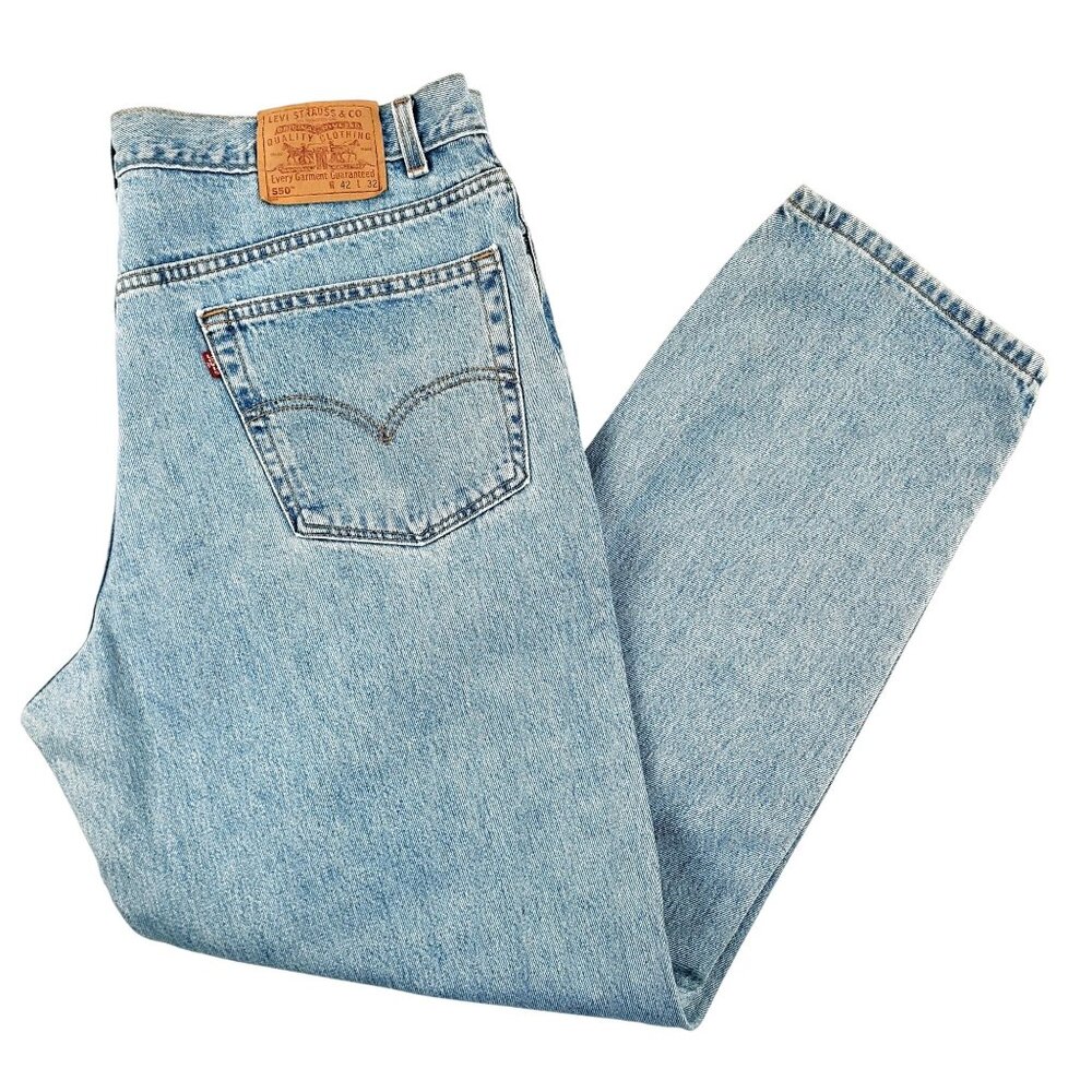 Vtg Levi's 550 USA Relaxed Fit Tapered Leg Light Wash Men 42x32 (40x32) Jeans